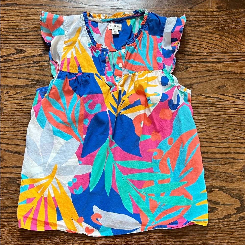 J. Crew Multicolor Tropical Print Top - Bright Floral Size XS